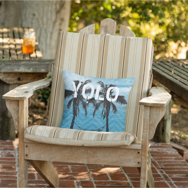 Inspirational Quotes Beach YOLO You only live once Outdoor Cushion (Chair)