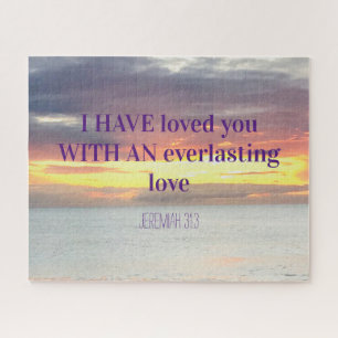 Inspirational quotes Bible Verse Christian Sunset  Jigsaw Puzzle