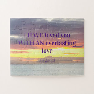 Inspirational quotes Bible Verse Christian Sunset Jigsaw Puzzle