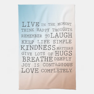  Inspirational Quotes Blue Brown Ombre        Tea Towel