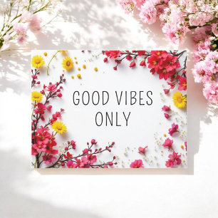 Inspirational Quotes Feel Good Vibes Pink Yellow Postcard