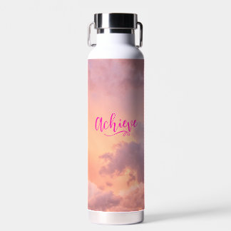 Inspirational Quotes Modern Script Pink Purple Sky Water Bottle