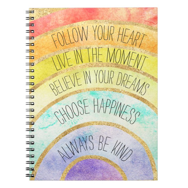 Inspirational Quotes Rainbow Notebook (Front)