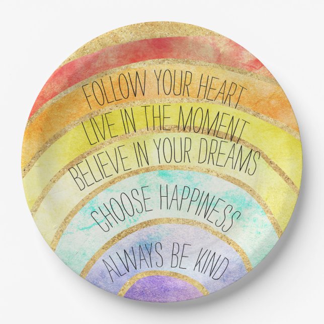 Inspirational Quotes Rainbow     Paper Plate (Front)