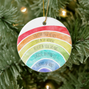 Inspirational Quotes Rainbow personalised  Ceramic Ornament