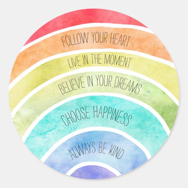 Inspirational Quotes Rainbow personalised Classic Round Sticker (Front)