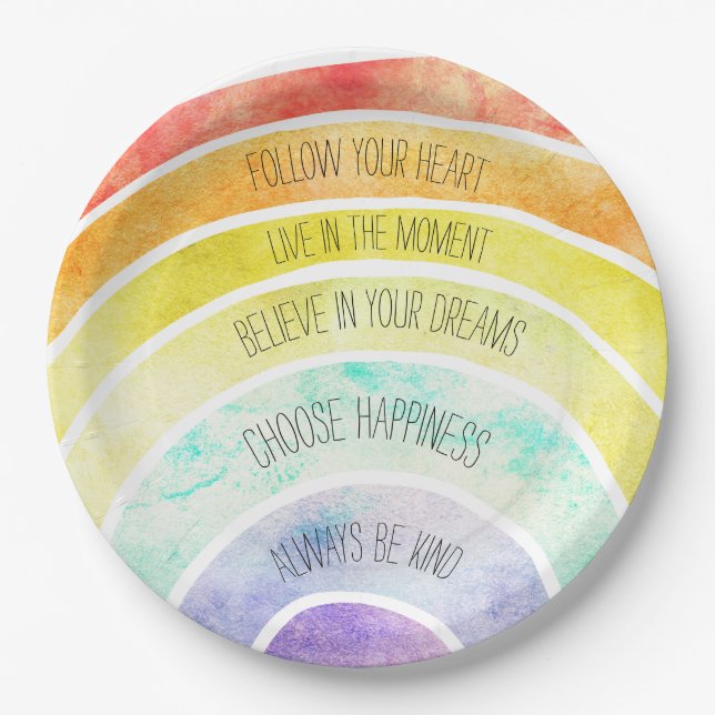 Inspirational Quotes Rainbow personalized Paper Plate (Front)
