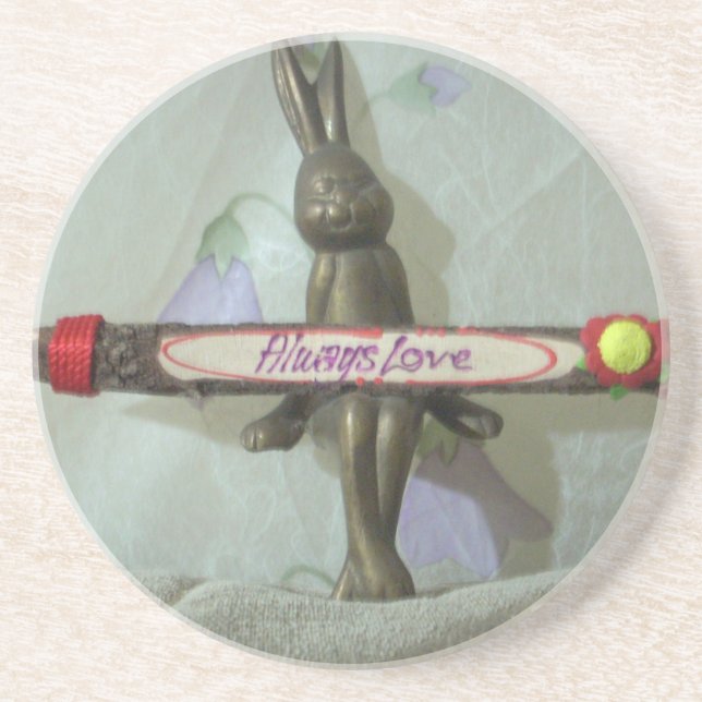 Inspirational Rabbit: Always Love Sign Art Print  Coaster (Front)