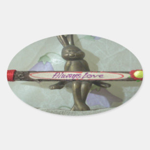 Inspirational Rabbit: Always Love Sign Art Print Oval Sticker