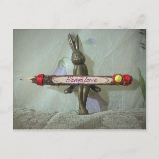 Inspirational Rabbit: Always Love Sign Art Print  Postcard (Front)