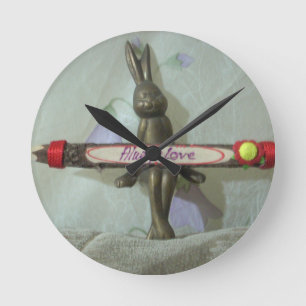 Inspirational Rabbit: Always Love Sign Art Print  Round Clock