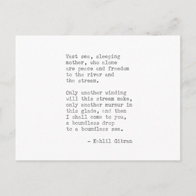 Inspirational Real Typewriter Quote -Kahlil Gibran Postcard (Front)
