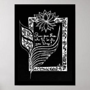 Inspirational red flags illustrated quote  poster