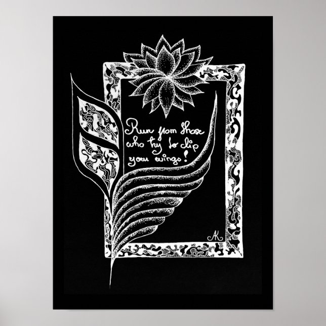 Inspirational red flags illustrated quote  poster (Front)