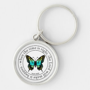 Inspirational Religious butterfly word art  Key Ring
