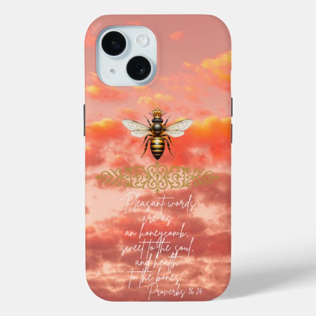 Inspirational Religious Sunset Sky Queen Bee Gold Case-Mate iPhone Case (Back)
