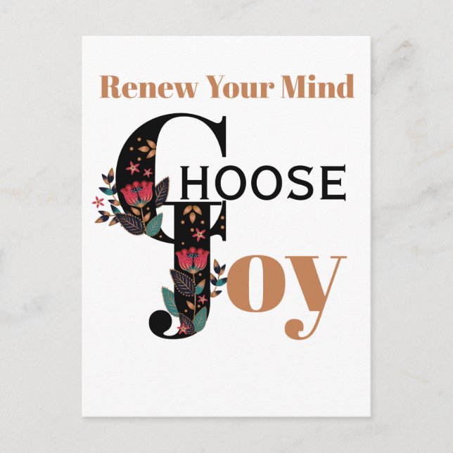 Inspirational Renew Your Mind Choose Joy Postcard (Front)