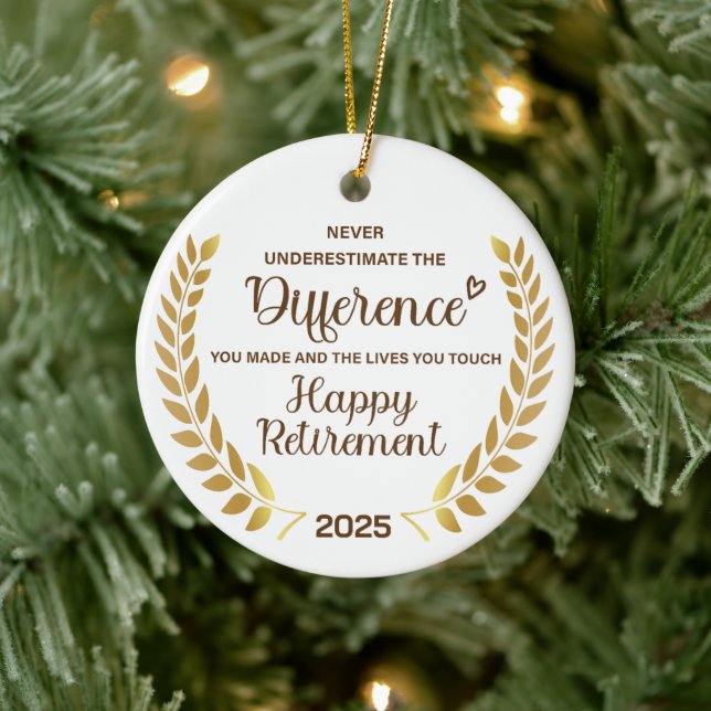 Inspirational Retirement Quote Never Underestimate Ceramic Ornament (Tree)
