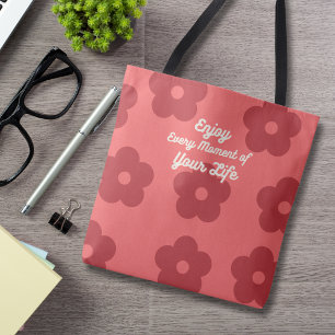 Inspirational Retro Red Floral  Tote Bag