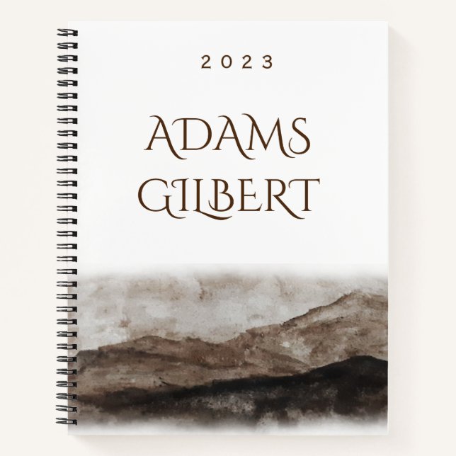 Inspirational Rocky Watercolor Mountains Name Notebook (Front)