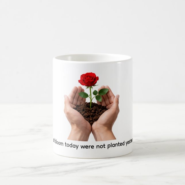 Inspirational Rose in Caring Hands Coffee Mug (Center)