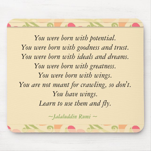 Inspirational Rumi Quote Mouse Pad (Front)