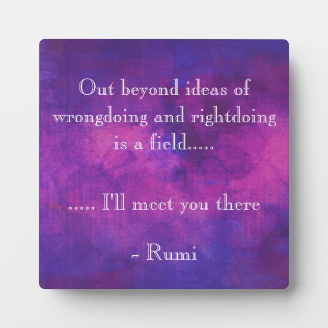Inspirational Rumi Quote on a Purple Background Plaque (Front)