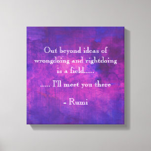 Inspirational Rumi Quote on Purple Abstract Canvas Print