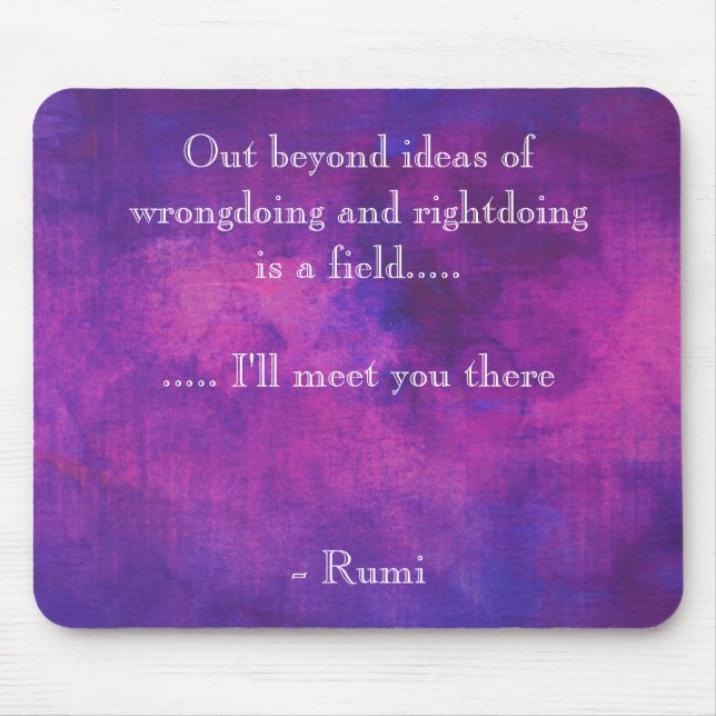 Inspirational Rumi Quote on Purple Abstract Mouse Pad (Front)