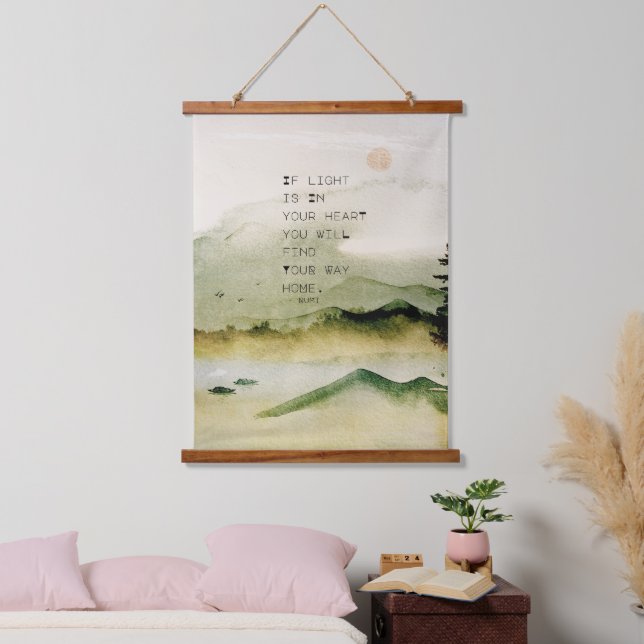 Inspirational Rumi Quote On Watercolor Landscape  Hanging Tapestry (Bedroom)