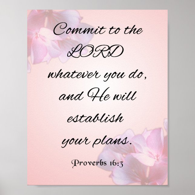Inspirational Scripture, Proverbs 16:3 Poster (Front)