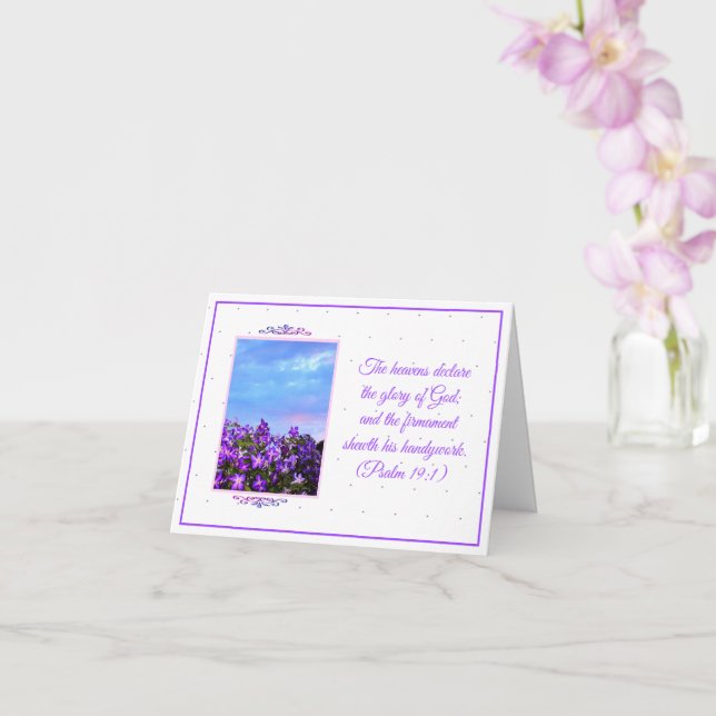 Inspirational Scripture Purple Flower Sunset Card (Orchid)