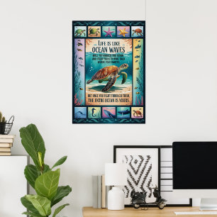 Inspirational Sea Turtle Ocean Poster “Life Is Lik