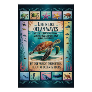 Inspirational Sea Turtle Ocean Poster “Life Is Lik