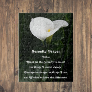 Inspirational Serenity Prayer Calla Lily Floral Jigsaw Puzzle