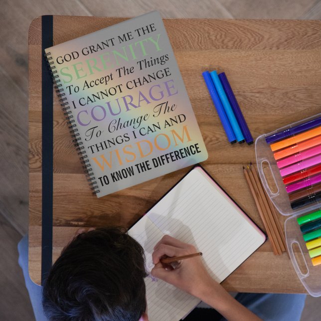 Inspirational Serenity Prayer Colourful Rainbow Notebook (In Situ)
