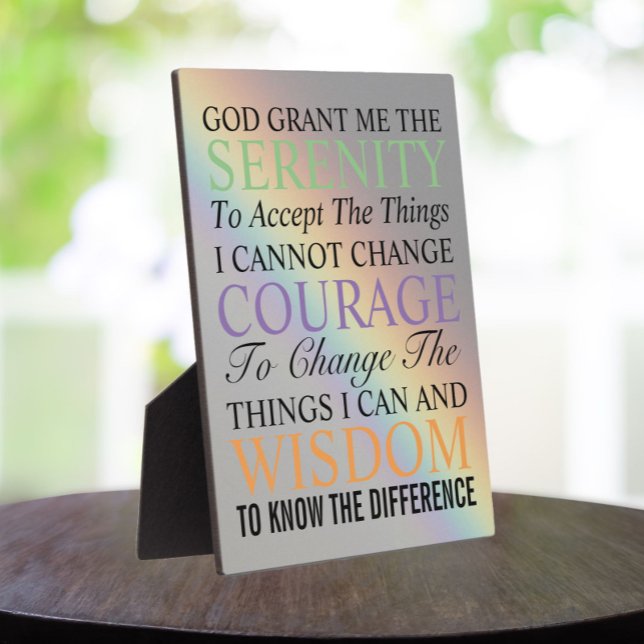 Inspirational Serenity Prayer Colourful Rainbow Plaque (In Situ)