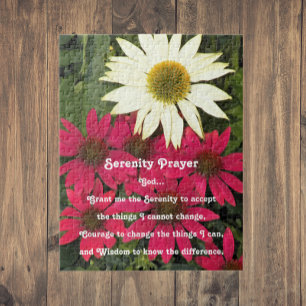 Inspirational Serenity Prayer Coneflowers Floral Jigsaw Puzzle
