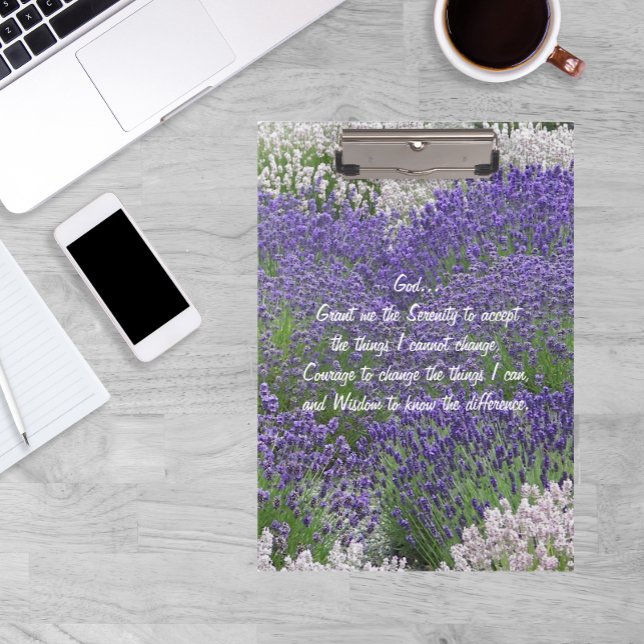 Inspirational Serenity Prayer Lavender Garden Clipboard (In Situ)