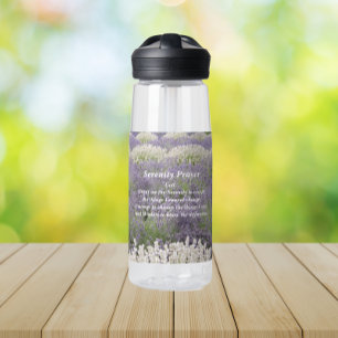 Inspirational Serenity Prayer Lavender Garden Water Bottle