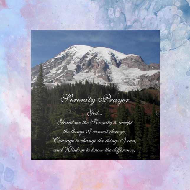 Inspirational Serenity Prayer Mount Rainier Ceramic Tile (In Situ)