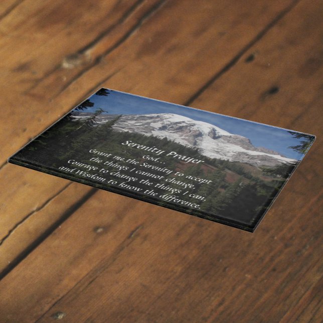 Inspirational Serenity Prayer Mount Rainier Cutting Board (In Situ)