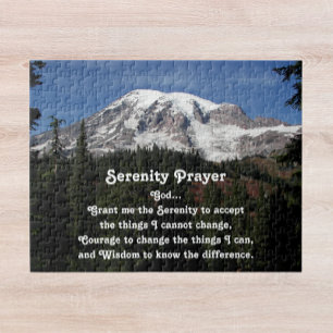 Inspirational Serenity Prayer Mount Rainier Jigsaw Puzzle
