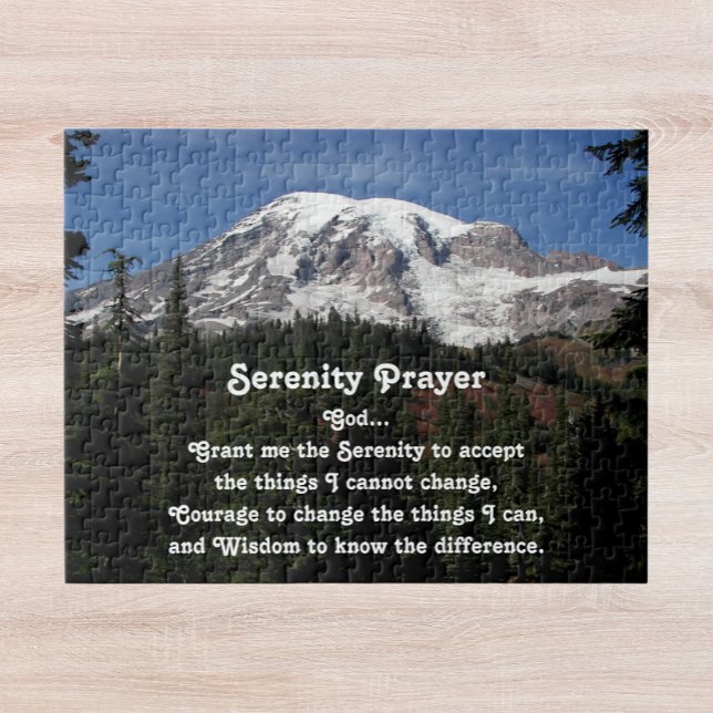Inspirational Serenity Prayer Mount Rainier Jigsaw Puzzle (In Situ)