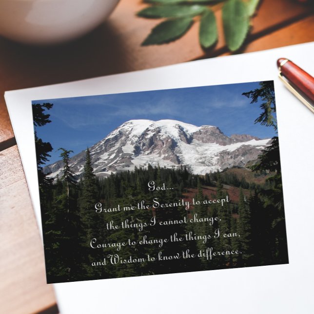 Inspirational Serenity Prayer Mount Rainier Postcard (Creator Uploaded)