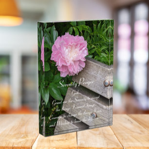 Inspirational Serenity Prayer Pink Peony Photo Block