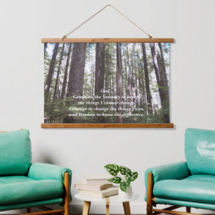 Inspirational Serenity Prayer Sunlit Forest Hanging Tapestry
