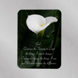 Inspirational Serenity Prayer White Calla Lily Magnet