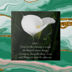 Inspirational Serenity Prayer White Calla Lily Tile