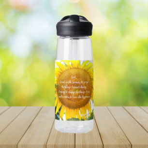 Inspirational Serenity Prayer Yellow Sunflower Water Bottle